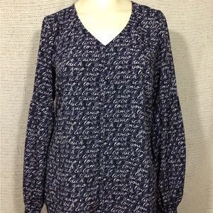 Cabi Te Amo Blouse, Purple, Women Medium Love Print